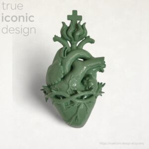 Cuore Sacro Ex Voto da parete – Decorazione anatomica verniciata – Per grazia ricevuta – Arte sacra moderna