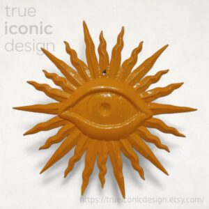 Occhio Solare Giallo da Parete, Amuleto Luce e Gioia, Talismano Solare, Decorazione Positiva, Simbolo di Abbondanza