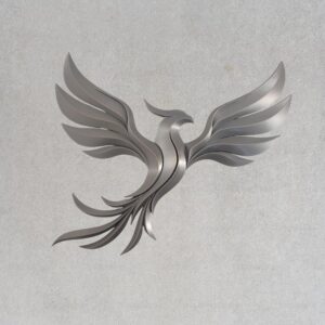 Fenice rinascita argento seta decorazione da parete