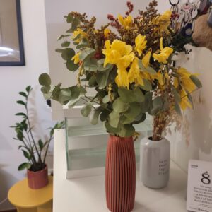 Vaso effetto rame metallico scanalato, svasato 18cm per fiori secchi e pampas