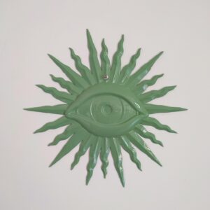 Occhio Solare Verde da Parete, Amuleto Natura ed Equilibrio, Talismano Protezione Boho, Decorazione Mistica, Simbolo Rinascita